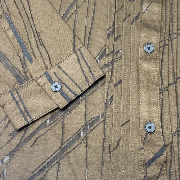 NEW JOHN VARVATOS Men's Phoenix Button Front Shirt – Size L – Dark Brown Laser - Picture 4 of 8